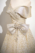 Champagne Tulle Sequins Long Prom Dress, Off The Shoulder Evening Party Dress