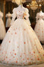 Champagne Tulle Sequins Long Sleeve Quinceanera Dress