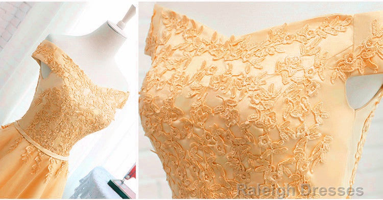 Champagne Tulle Short Lace Applique Bridesmaid Dresses Short Prom Dresses Homecoming Dresses