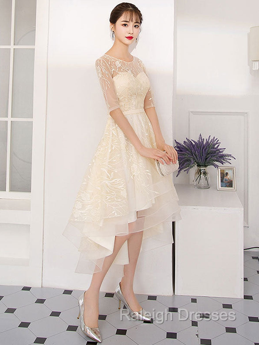 Champagne Tulle Short Prom Dress, Champagne Homecoming Dress