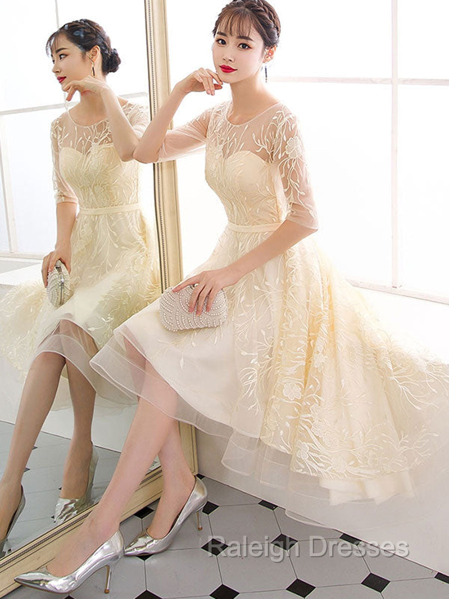 Champagne Tulle Short Prom Dress, Champagne Homecoming Dress