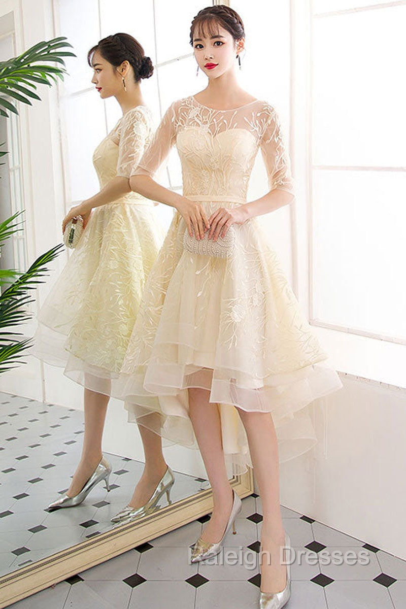 Champagne Tulle Short Prom Dress, Champagne Homecoming Dress