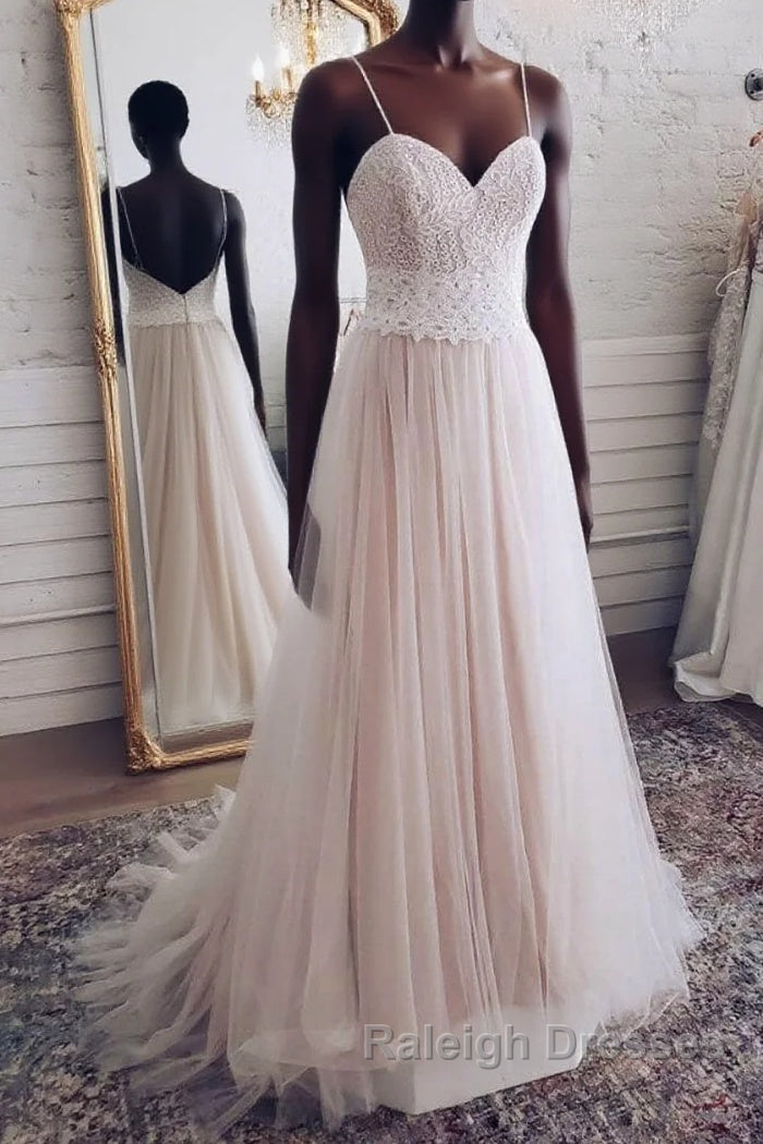 Champagne tulle sweetheart lace Prom Dresses Long tulle Prom Dresses Main image