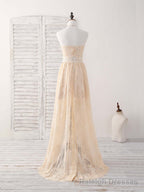 Champagne Two Pieces Lace Long Prom Dress Lace Evening Dress