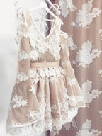 Champagne V Neck Tulle Lace Short Prom Dress Lace Bridesmaid Dress