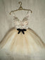 Champagne V Neck Tulle Lace Short Prom Dress Lace Cocktail Dress