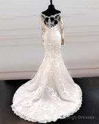 Chantily Lace Mermaid Wedding Dress Off Shoulder Long Sleeves