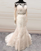 Chantily Lace Mermaid Wedding Dresses Off Shoulder Long Sleeves
