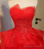 Charming A-line lace strapless short homecoming dresses