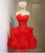 Charming A Line lace strapless short homecoming dresses
