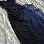 Charming A-Line Spaghetti Strap Beaded Navy Blue Ombre Chiffon Prom Dresses Prom Dresses