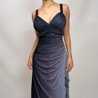Charming A-Line Spaghetti Strap Beaded Navy Blue Ombre Chiffon Prom Dresses Prom Dresses