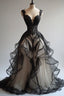 Charming A-Line Straps Ruffle Lace Tulle Prom Dresses Long Prom Dresses