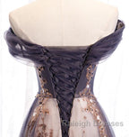 Charming A-Line Tulle Long Off Shoulder Party Dress, Prom Dress