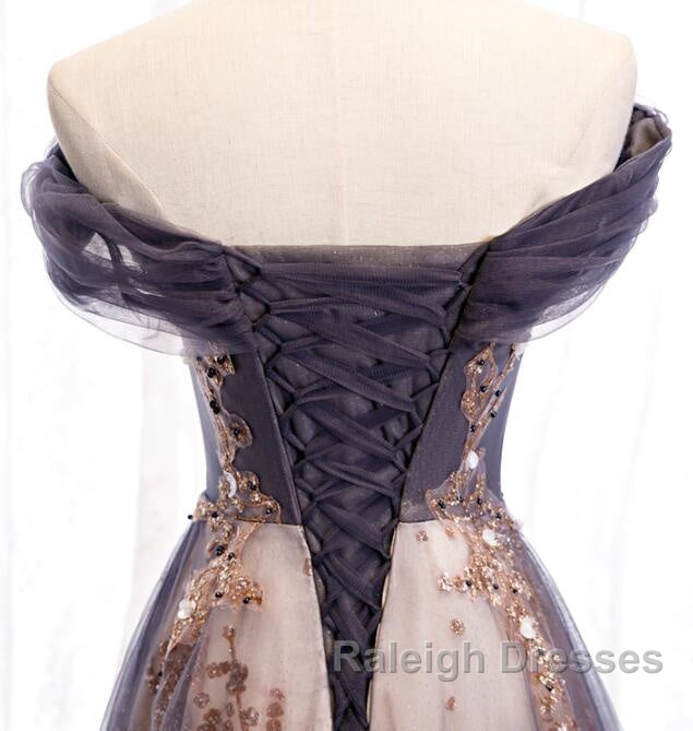 Charming A-Line Tulle Long Off Shoulder Party Dress, Prom Dress