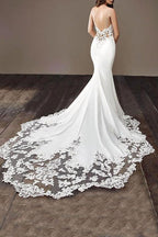Charming Appliques Lace Mermaid Wedding Dress With Straps Sleeveless Prom Gowns