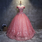 Charming Ball Gown Off-The-Shoulder Tulle Sweet 16 Dress, Quinceanera Dress