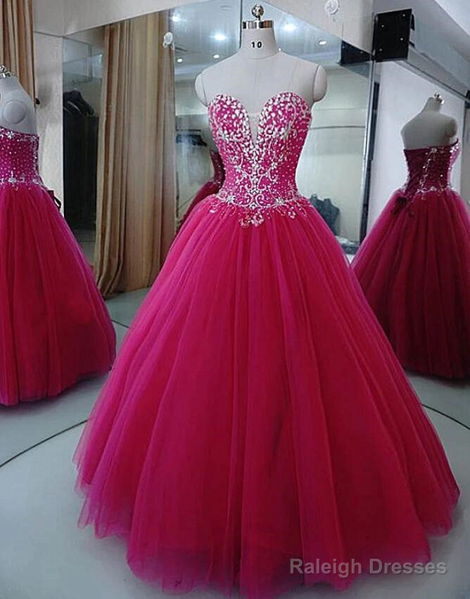 Charming Beaded Fuschia Tulle Ball Gown Party Dress, Sweet 16 Dress Secondary image