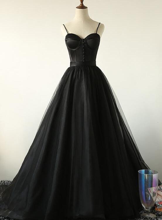 Charming Black Long Party Gowns, Black Evening Prom Dress