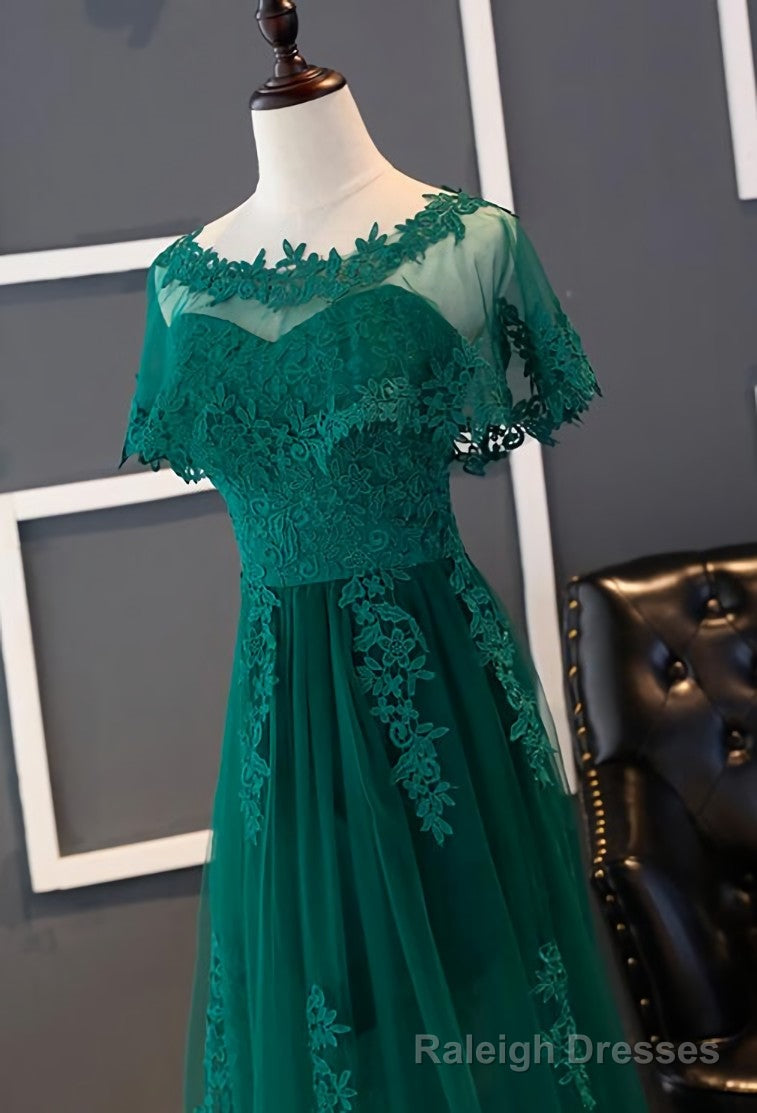 Charming Dark Green Long A Line Prom Dress , Bridesmaid Dress