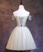 Charming Floral Short Tulle Prom Dresses, Knee Length Party Dresses, Formal Dresses