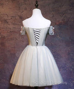 Charming Floral Short Tulle Prom Dress Knee Length Prom Dress