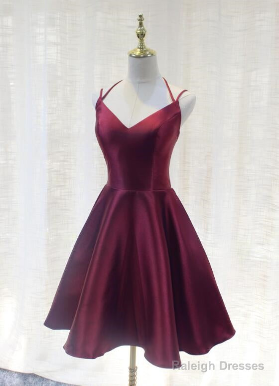 Charming Formal Dress, Straps Burgundy Satin High Quality Party Dress