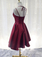 Charming Formal Dress, Straps Burgundy Satin High Quality Party Dress