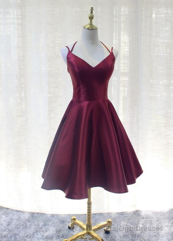 Charming Formal Dress, Straps Burgundy Satin High Quality Party Dress Main image