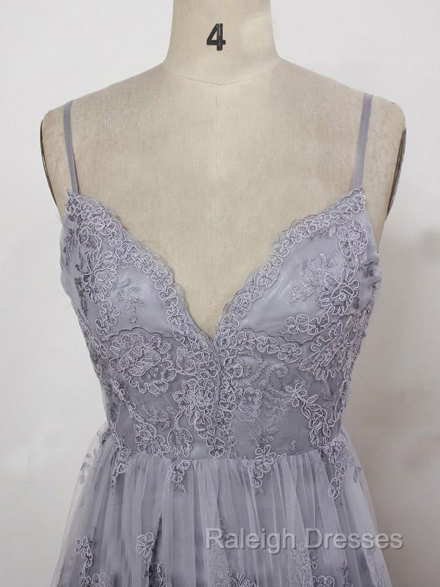Charming Grey Lace Prom Dresses High Quality Prom Gown