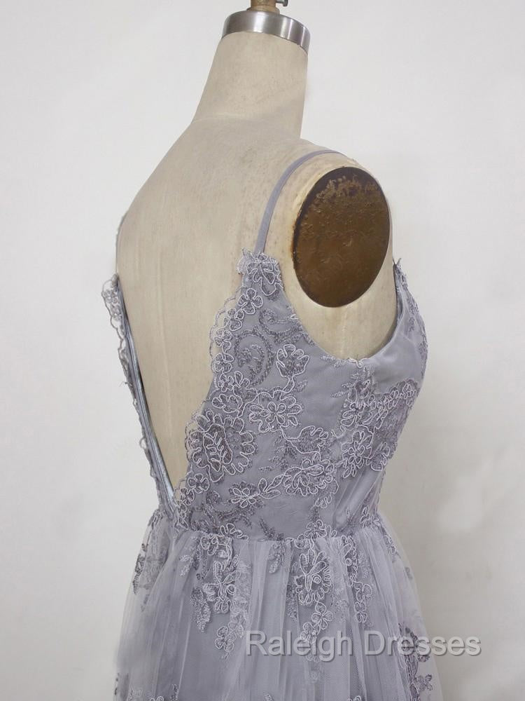 Charming Grey Lace Prom Dresses High Quality Prom Gown