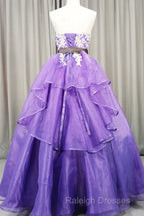 Charming Handmade Organza Purple Sweet 16 Gown, Party Dress
