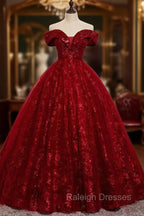 Charming Lace Sweetheart Off Shoulder Gowns, Prom Prom Dress