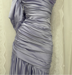Charming Light Purple Mermaid Sweetheart Neck Pearl Sequin Satin Long Formal Prom Dress