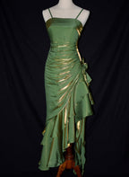 Charming Mermaid High Low Satin Straps Prom Dresses Lovely Style Prom Dresses