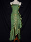 Charming Mermaid High Low Satin Straps Prom Dresses Lovely Style Prom Dresses