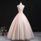 Charming Pink Flowers Ball Gown Long Sweet 16 Dress, Pink Prom Dress