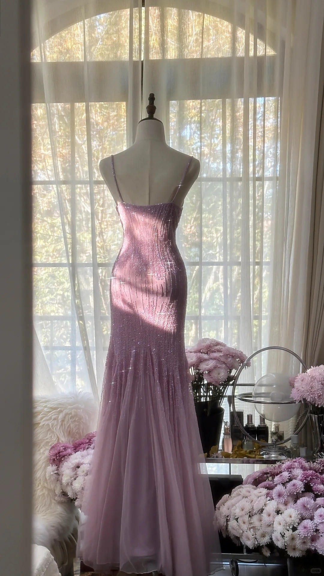 Charming Purple Chiffon Beaded Mermaid Long Formal Prom Dress Secondary image