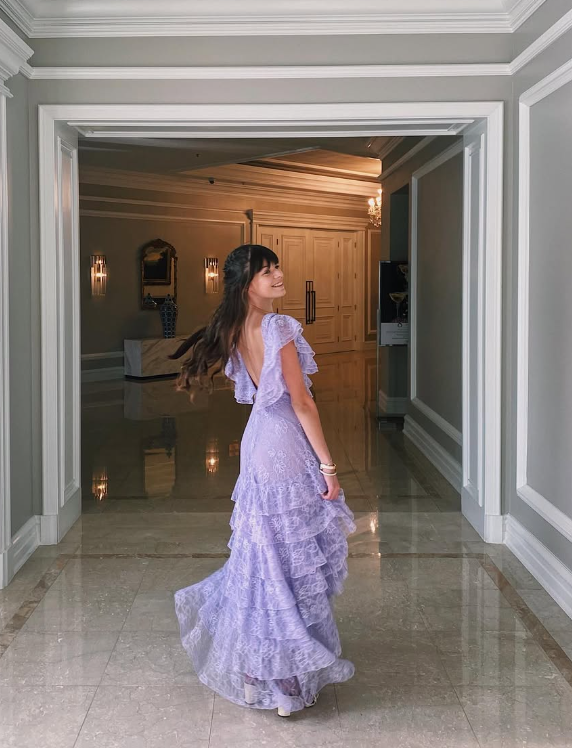 Lilac Prom Dresses Long Layed Lace Prom Dresses