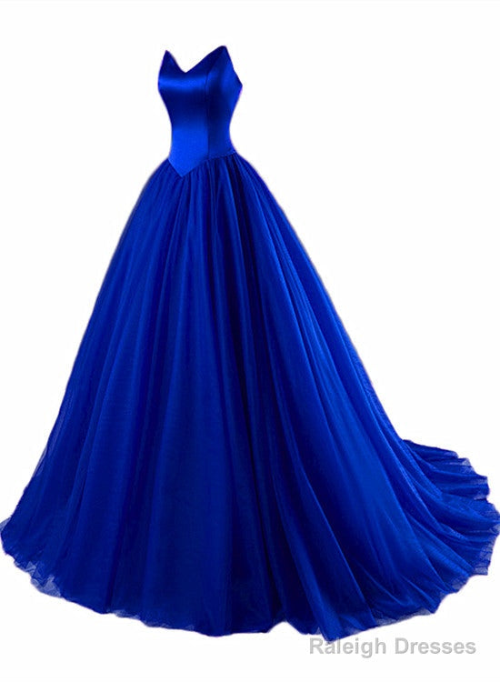 Charming Satin And Tulle V-Neckline Sweet 16 Gown, Tulle Formal Gown Main image