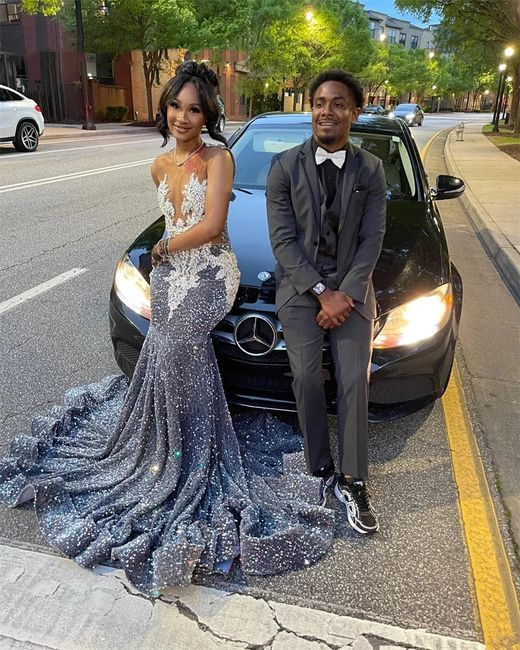 Charming Sequins Mermaid Prom Dresses Long Prom Dresses Main image