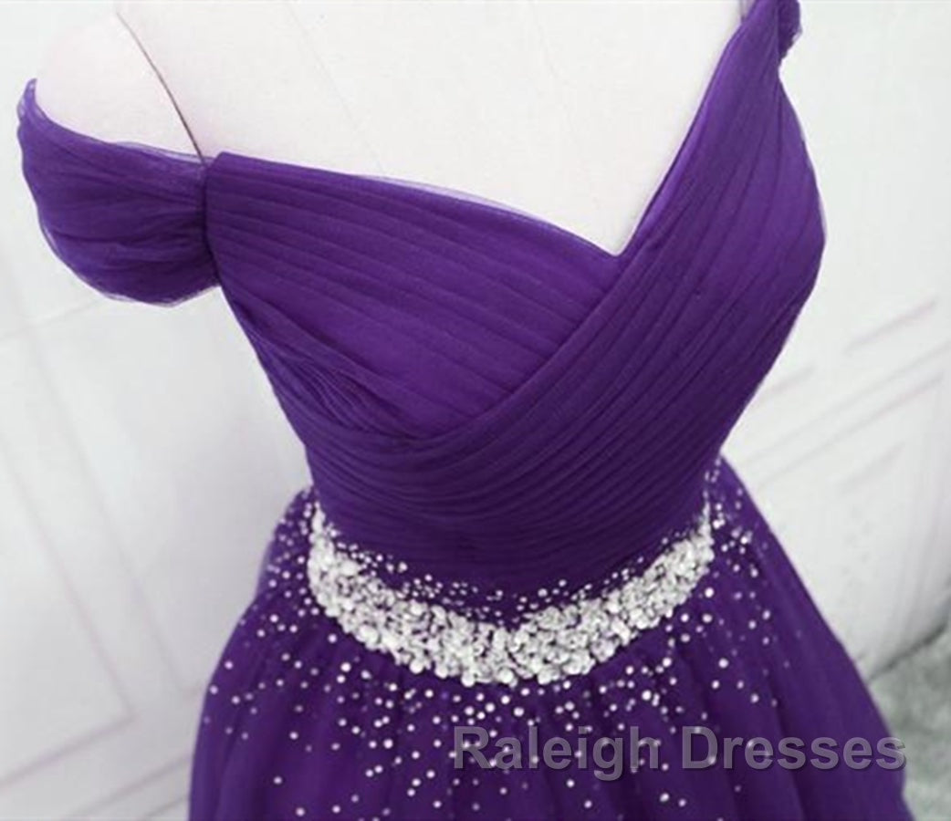 Charming Sequins Off Shoulder Dark Purple Long Prom Dress, Off the Shoulder Dark Purple Formal Evening Dress