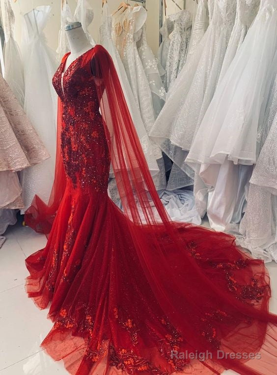 Charming Sexy A Line Prom Dress Unique Red Vintage Wedding Dress