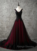 Charming Sleeveless Black and Red Lace Appliques Beaded Party Dress, Low Back Prom Dress