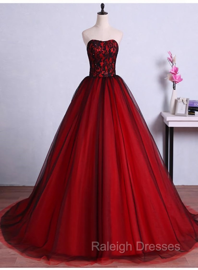Charming Sweetheart Red and Black Gown, Sweet 16 Dress, Formal Dress Main image