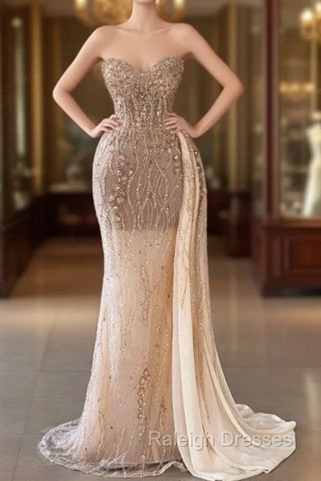 Charming Sweetheart Sleeveless Mermaid Prom Dress With Beads Long Main image