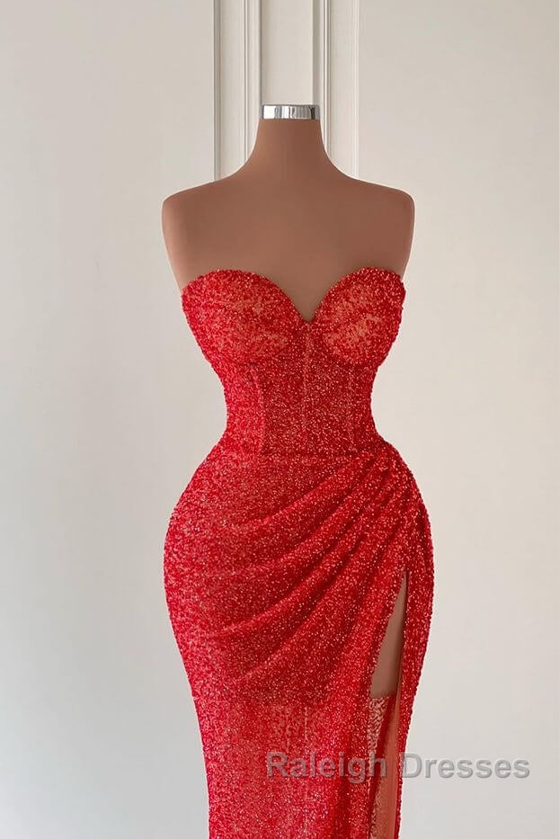 Charming Sweetheart Sleeveless Mermaid Prom Dress Long Slit Online Secondary image