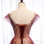 Charming Tulle Cap Sleeves Long New Party Gown, Prom Dress