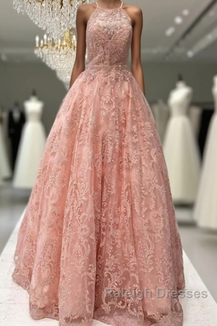 Charming Tulle Lace A-Line Long Prom Dresses Evening Dresses Main image