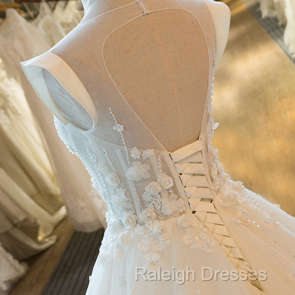 Charming Tulle Wedding Dresses Ball Gown Wedding Dress Scoop Neckline Bridal Dress Prom Dresses